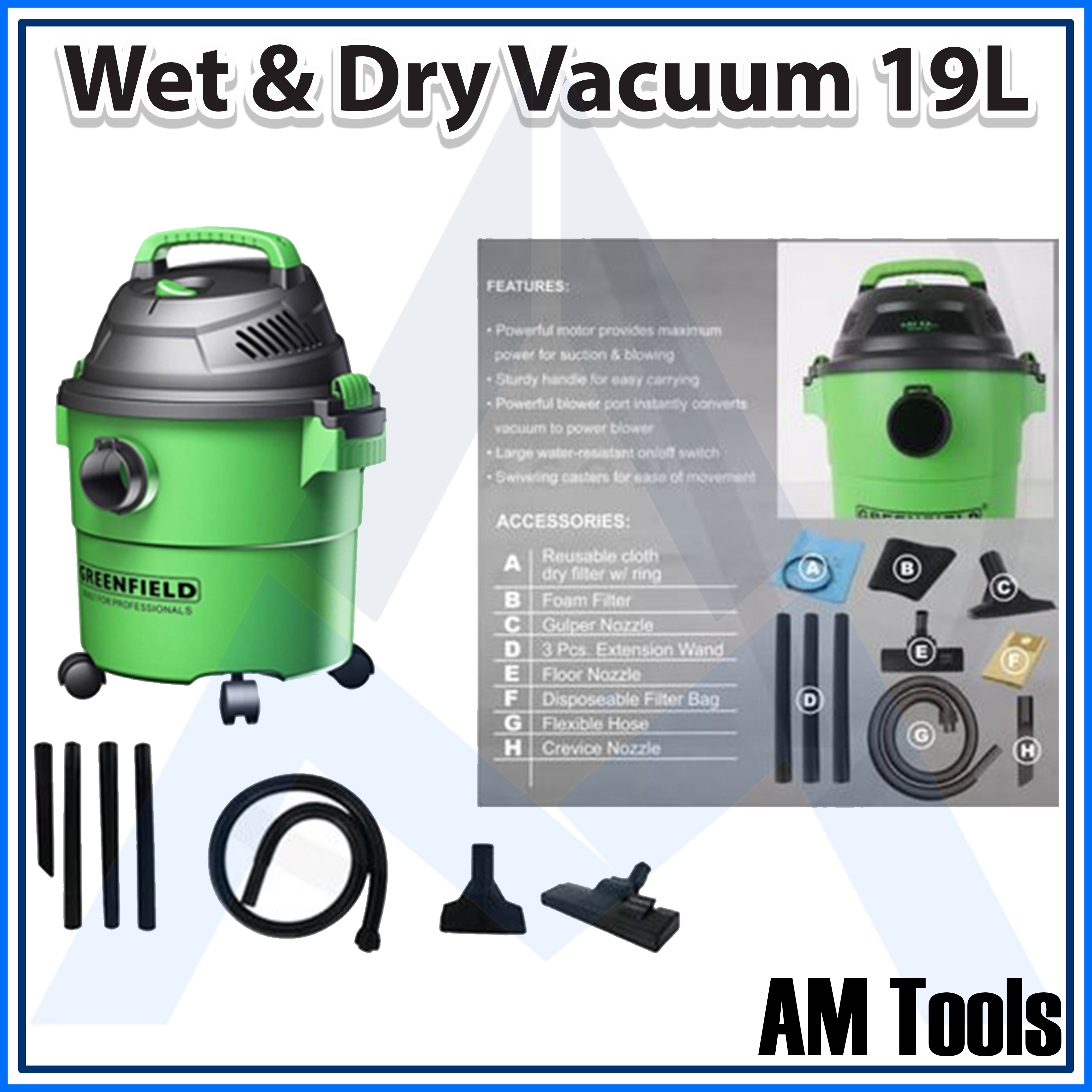 GREENFIELD WET & DRY VACUUM CLEANER 19 LITERS 5 GALLONS Lazada PH