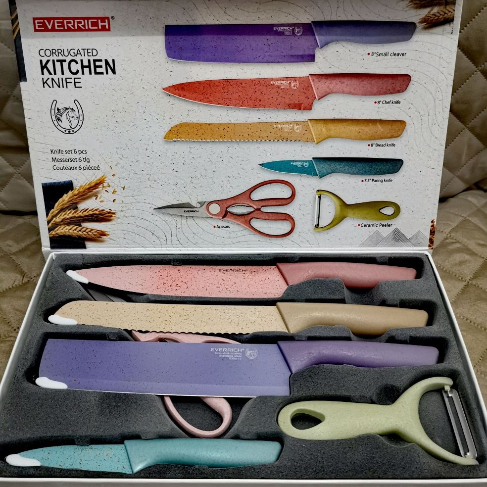 Everrich 6 Pcs Corrugated Kitchen Knife Set