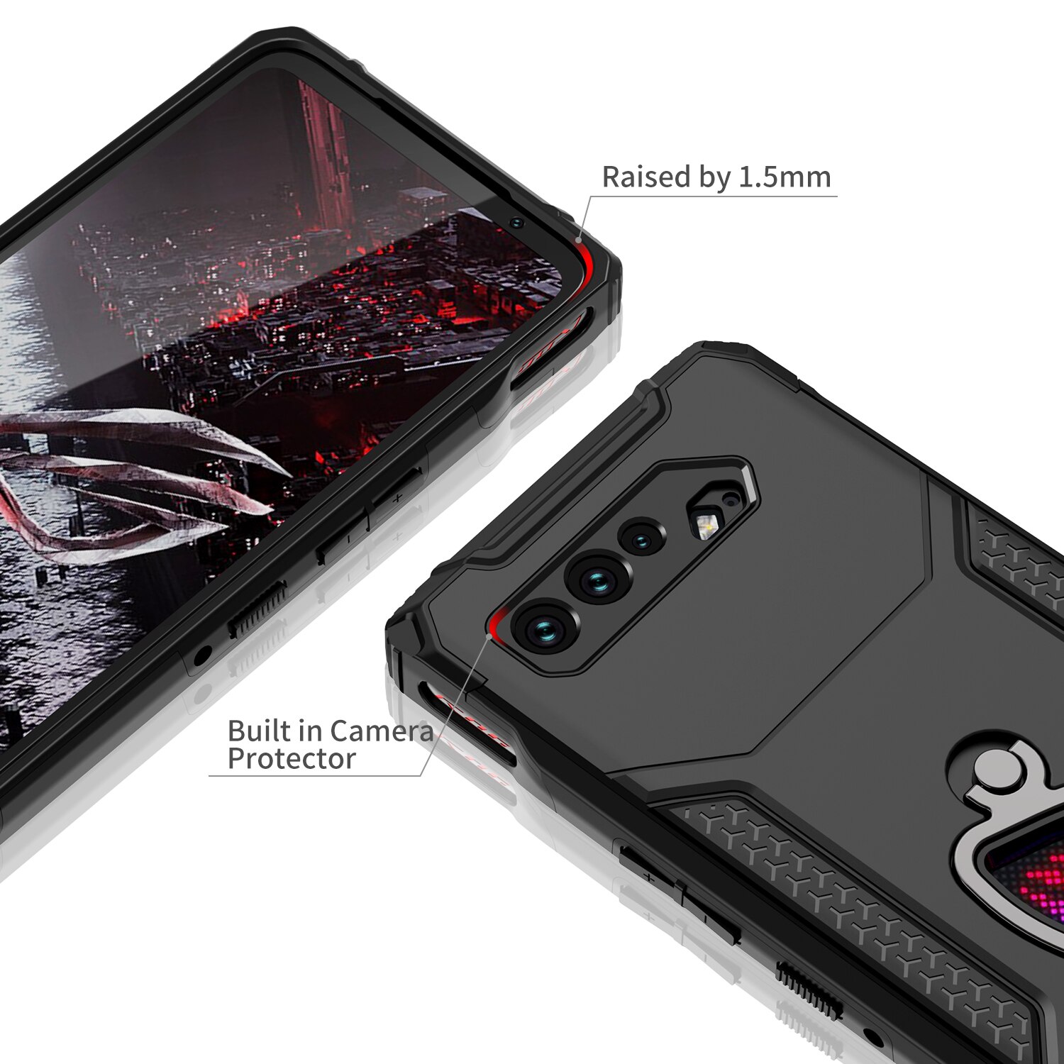 ZSHOW Armor Case For ASUS ROG Phone 5 5S Case Air Trigger Compatible With Kickstand Dust Plug Drop Protection For ROG Phone 5S