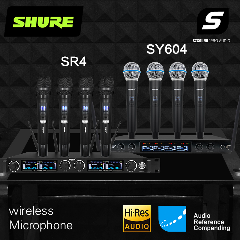 SHURE SR4 4 Channel Professional UHF Wireless Microphone System, 4