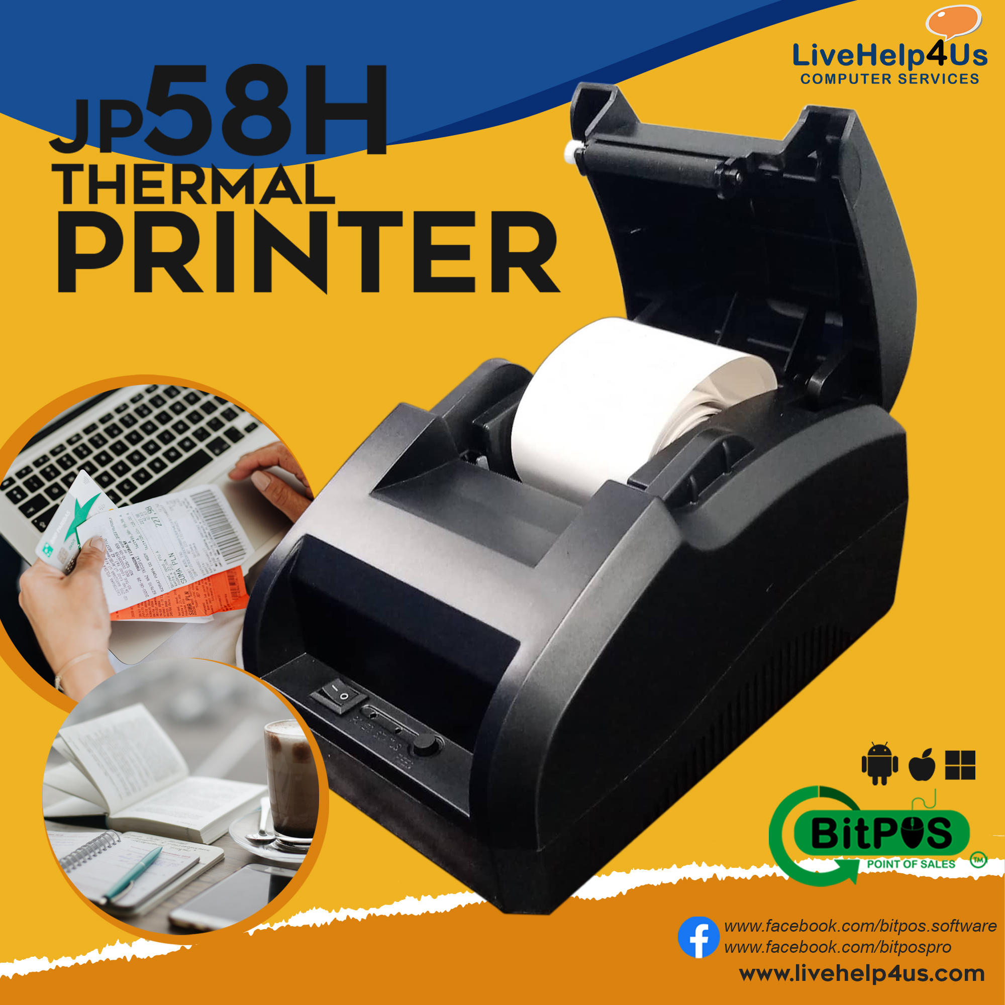 THERMAL PRINTER 58MM/ POS PRINTER / RECEIPT PRINTER / PORTABLE PRINTER