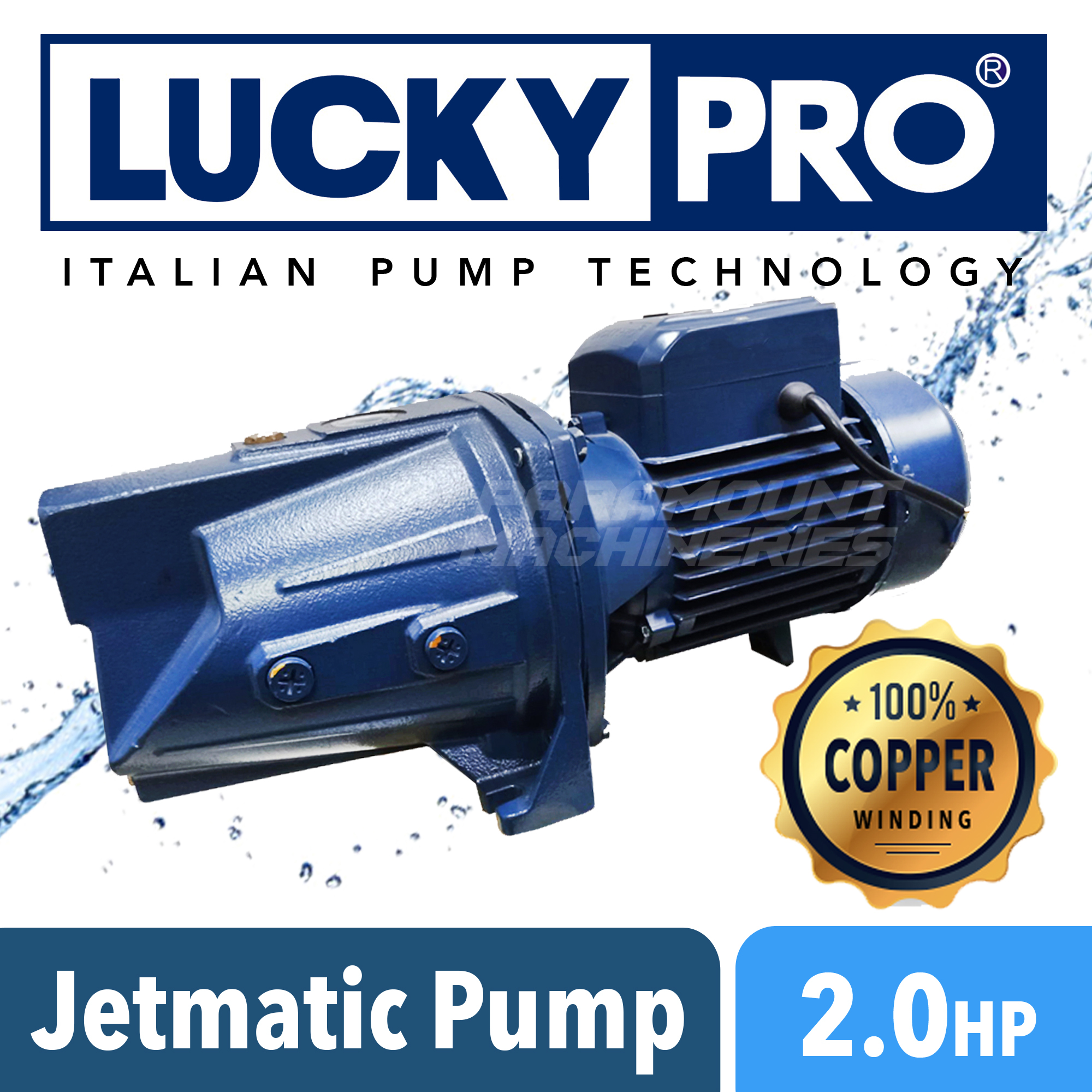 Lucky Pro 2HP 100 Copper Electric Water Pump Jet Booster Shallow Well