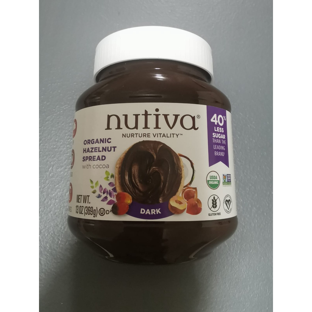 Hazelnut Spread Organic Vegan Nutiva 13Oz(369g) (40 Less Sugar) EXP