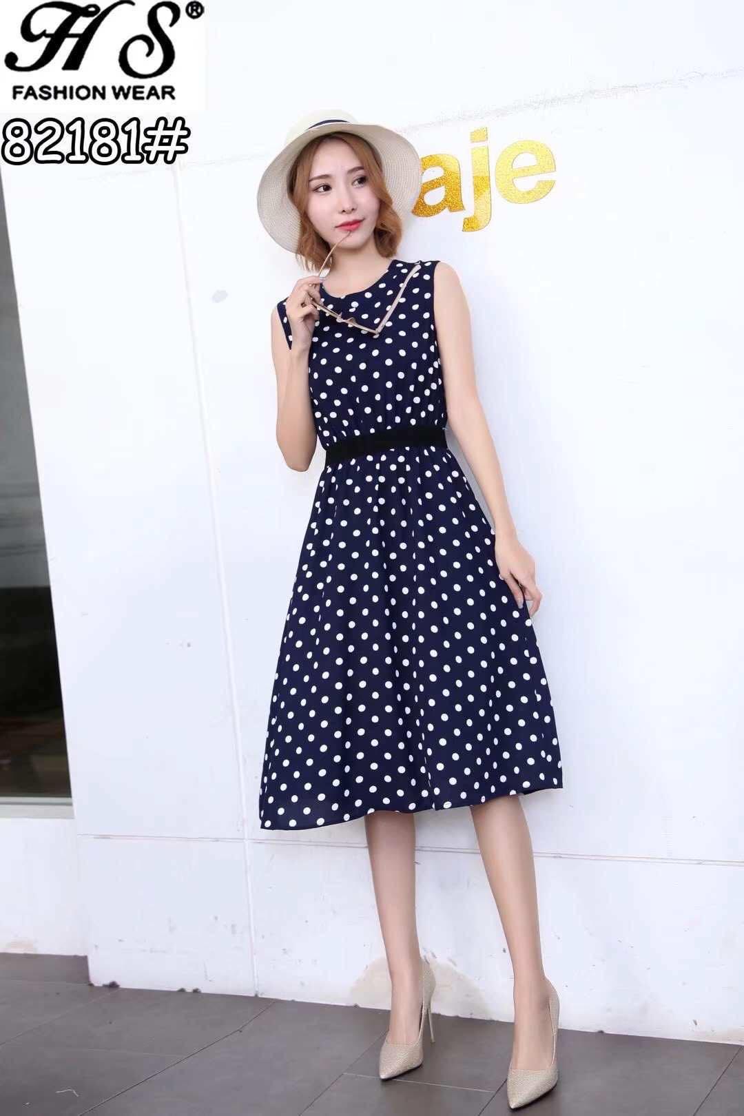 women's blue polka dot dress