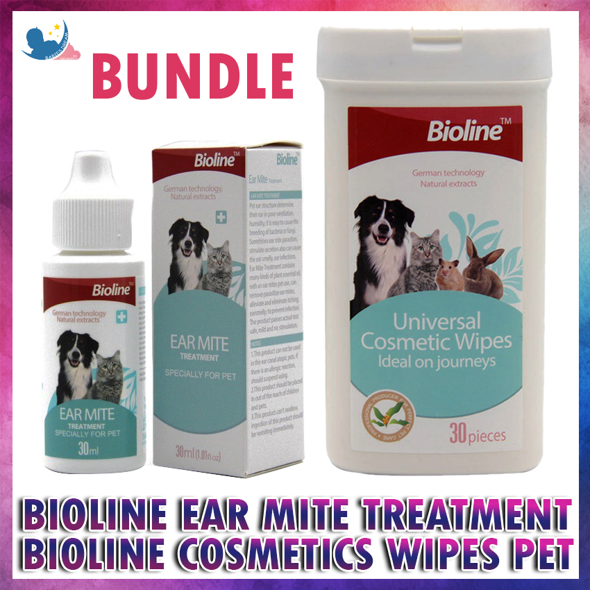 (BUNDLE) Bioline Ear Mite Treatment 30ml for Dogs & Cats WITH Bioline