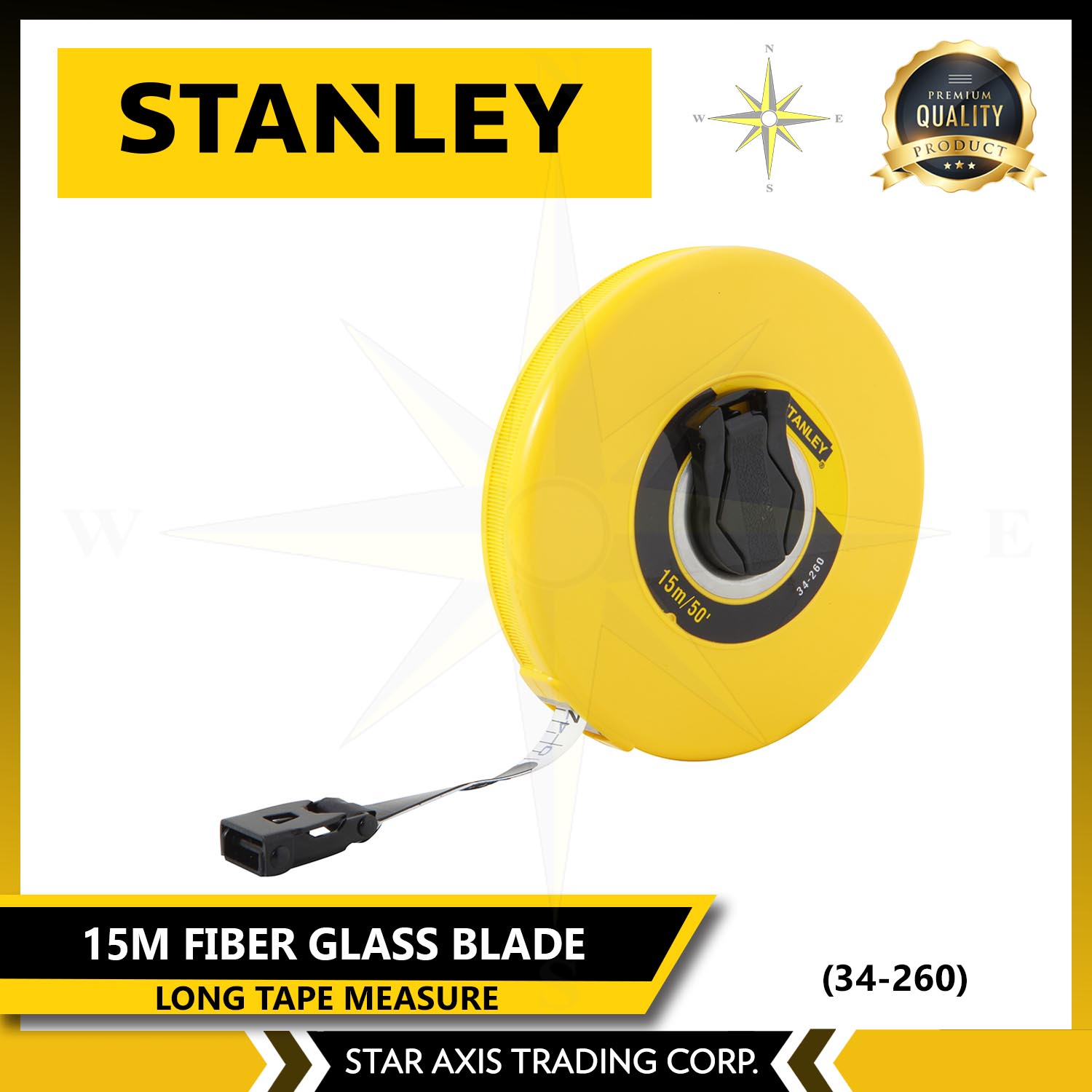 Stanley Fiberglass Blade Long Tape Measure 15M / 50' 34260 Lazada PH