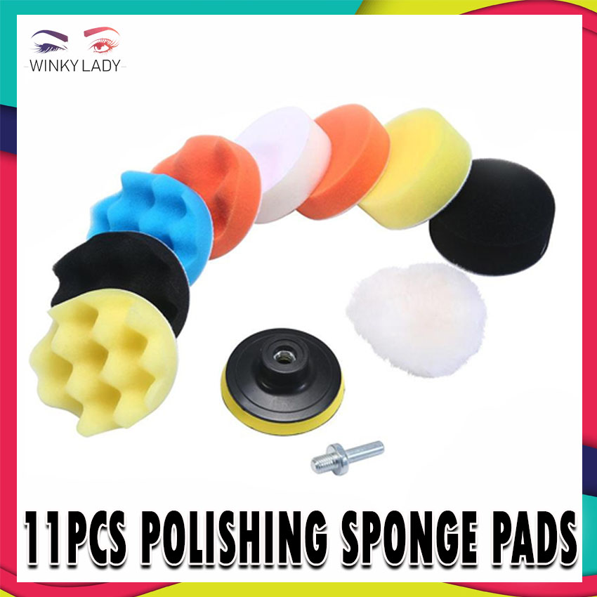 11Pc 3 In Polishing Pads Sponge Woolen Waxing Buffing Pad Kits M10 Drill Adapter