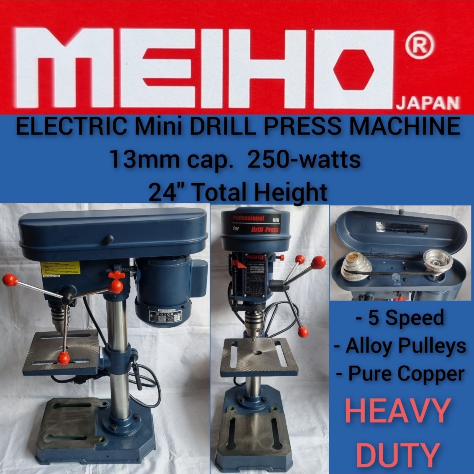 MEIHO Original Electric Mini Drill Press Machine 13mm capacity 250 ...