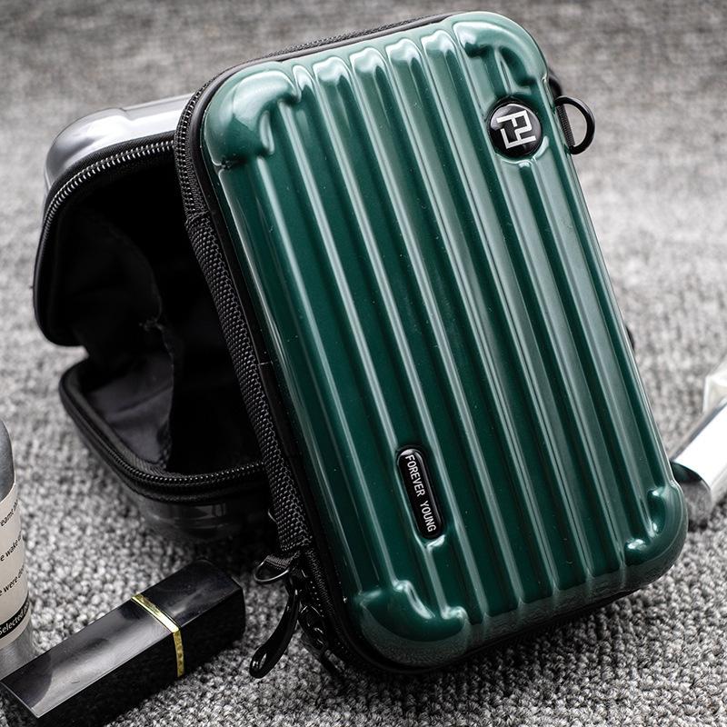 Mini Suitcase Crossbody Handbag for Unisex, 6.88 inch Small Cell Phone Purse Hard Shell Festival Bag with Adjustable Strap