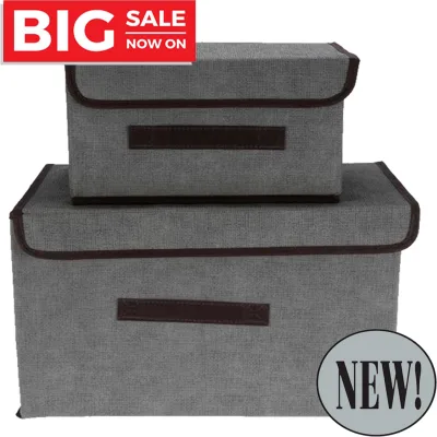 Non-woven Space Saving Big and Small in 1 Set Foldable Wardrobe Storage Box (assorted color)