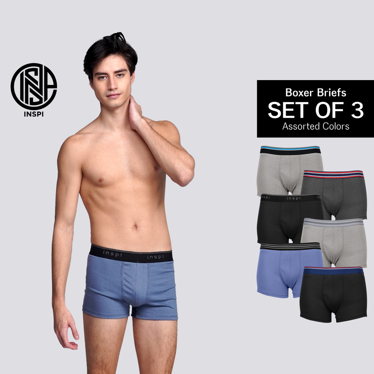 INSPI 3pcs Set Printed Boxer Brief for Men Boxers Shorts Underwear