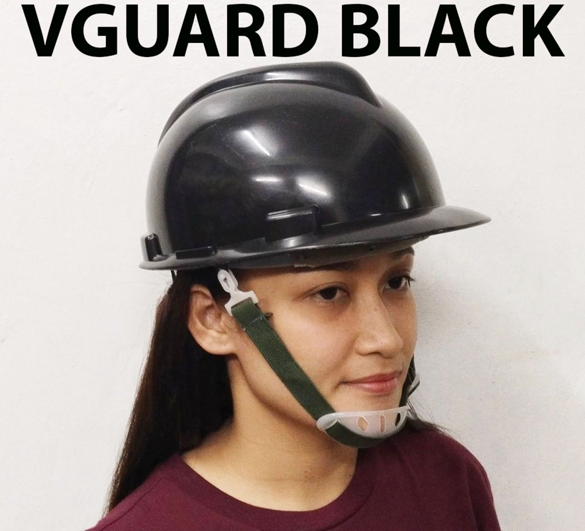 MEISONS HARD HAT SAFETY HELMET VGUARD PE ( BLACK ) WITH LINER AND CHIN