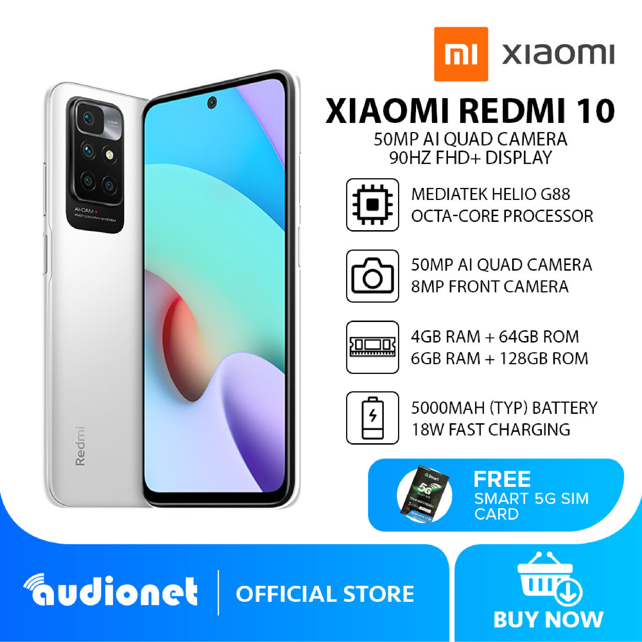 Xiaomi Redmi 10 4GB RAM+64GB ROM 6GB RAM+128GB ROM MediaTek