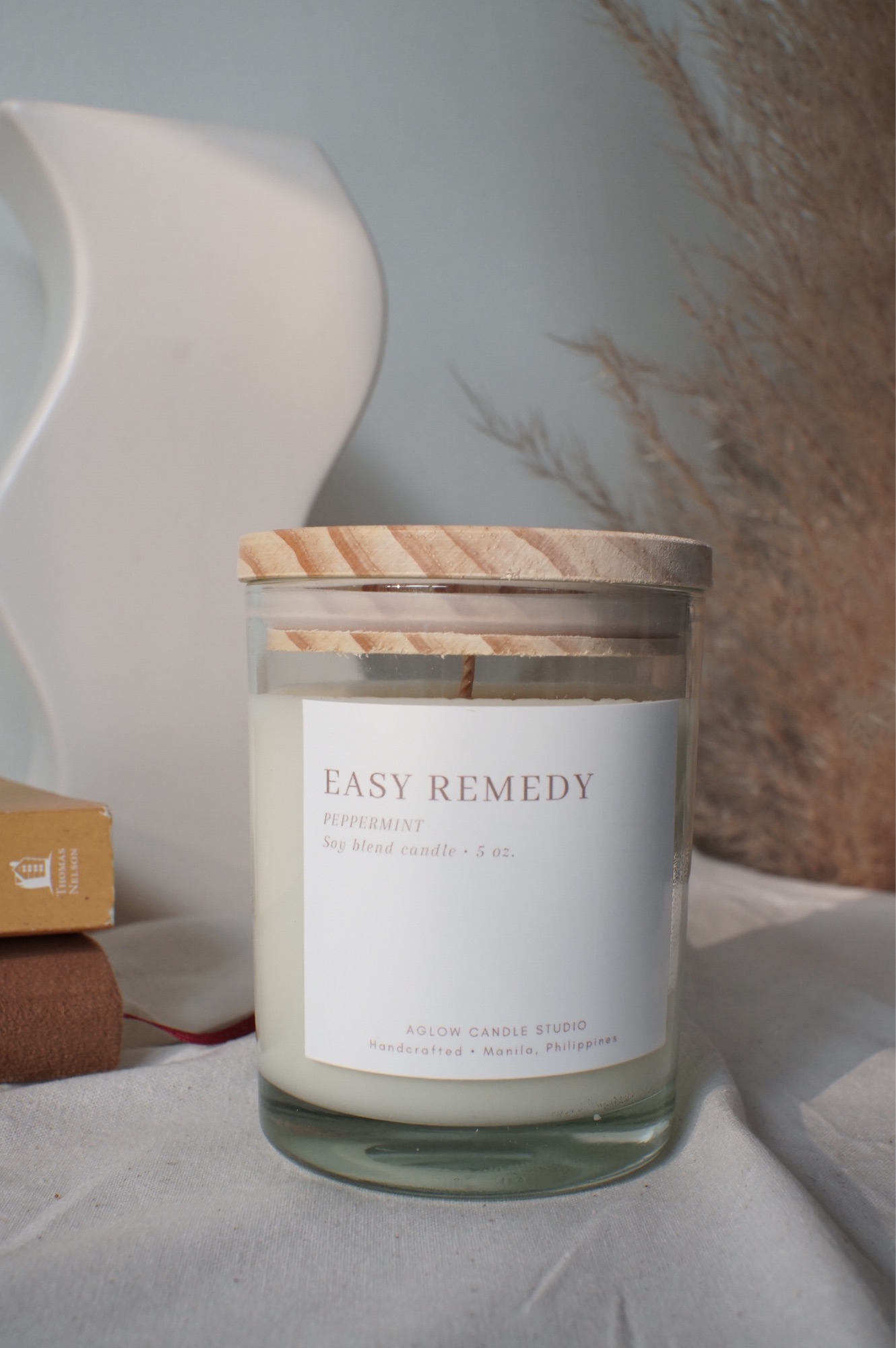 Aglow Peppermint Scented Candle (Soy blend) Minimalist Candle 5 oz