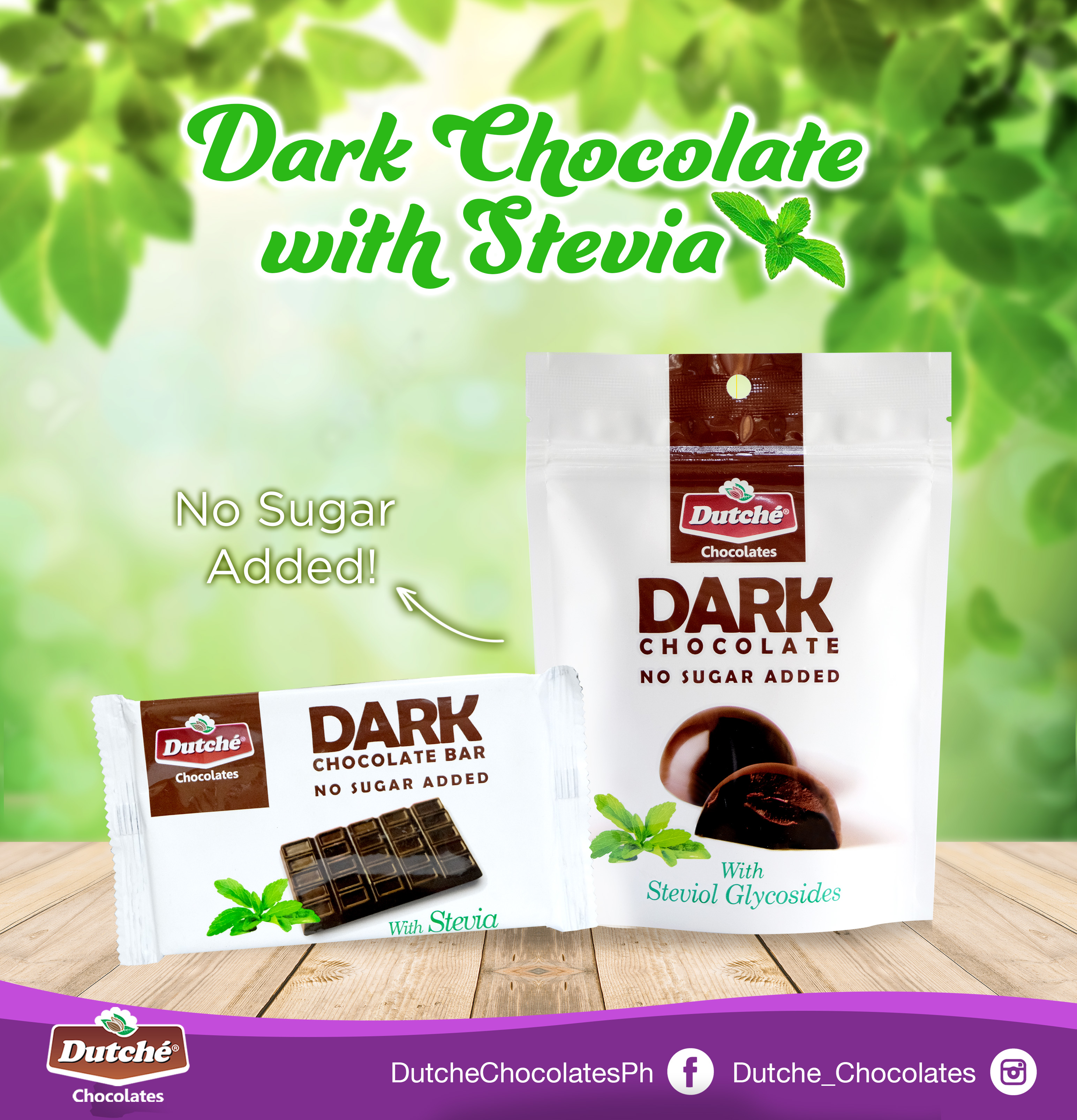 Dutché Dark Chocolate with Stevia No Added Sugar 63g | Lazada PH