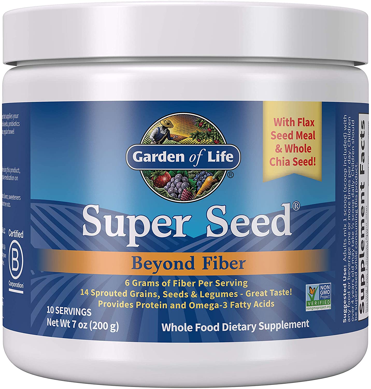 Garden of Life Super Seed, Whole Food Fiber Supplement with Protein and