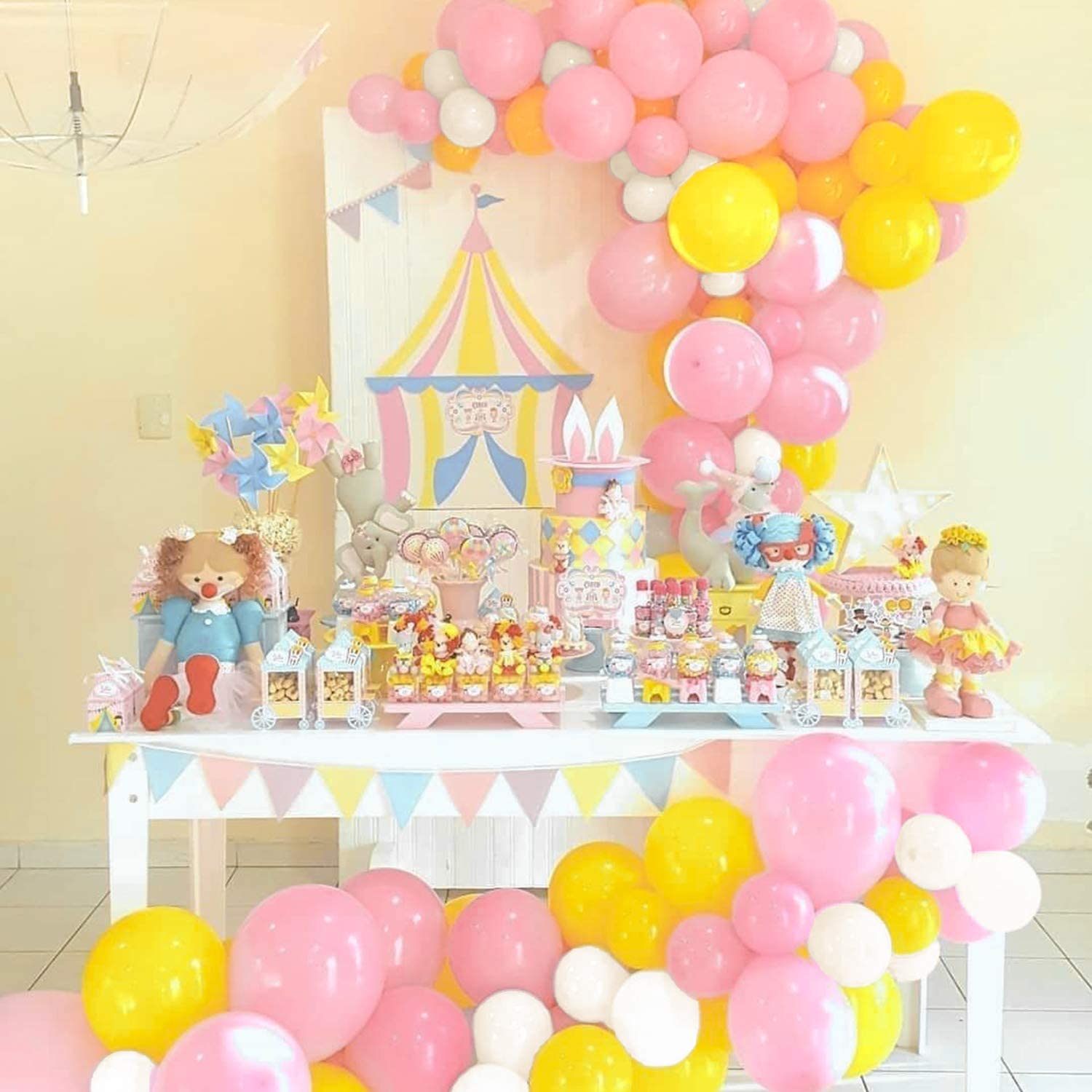 Kiena 100 pcs 10 Inch Baby Pink Balloons Yellow Balloons White Balloons  Princess Belle Party Balloons, Beauty and The Beast Party Supplies for Girl  Baby Shower, Girl Birthday (KB-101)