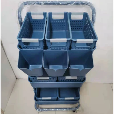 Merkon BUNDLE SET 3 Tier Utility Cart/Trolley with 4 wide baskets, 3 narrow baskets and 3 hanging buckets