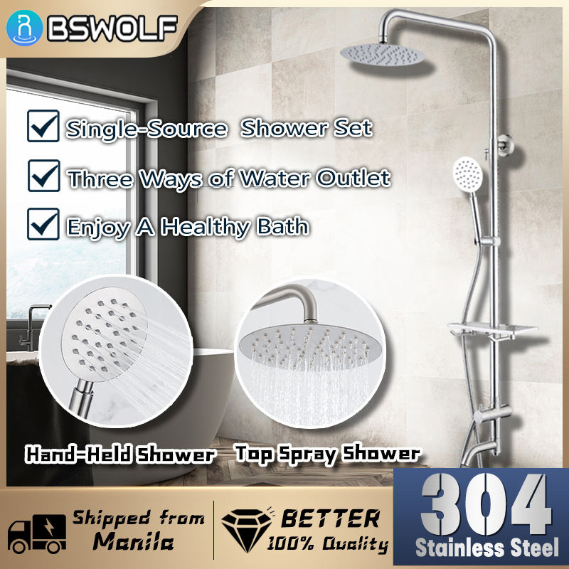 BSWOLF 304 Stainless Steel Bathroom Shower Set for Single Point Water