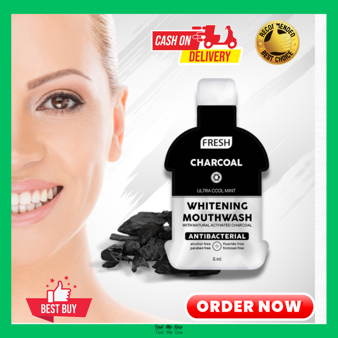 10 SACHETS FRESH CHARCOAL WHITENING MOUTHWASH 6ml (Amazing results