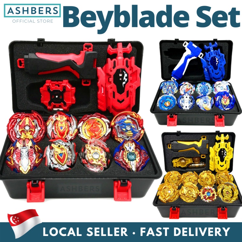 8PCS Beyblade Burst Customize Set w/ LR Launcher Bayblade Storage Box Case Gift 