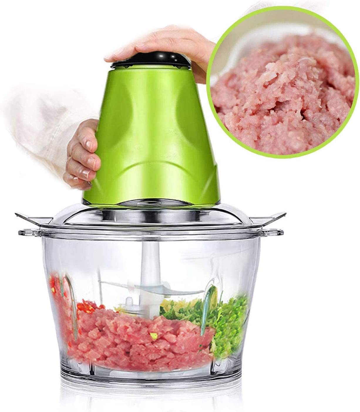 MITSICO 2L Electric mini Food Chopper Kitchen Blender Stainless Steel  Multifunctional Meat Grinder