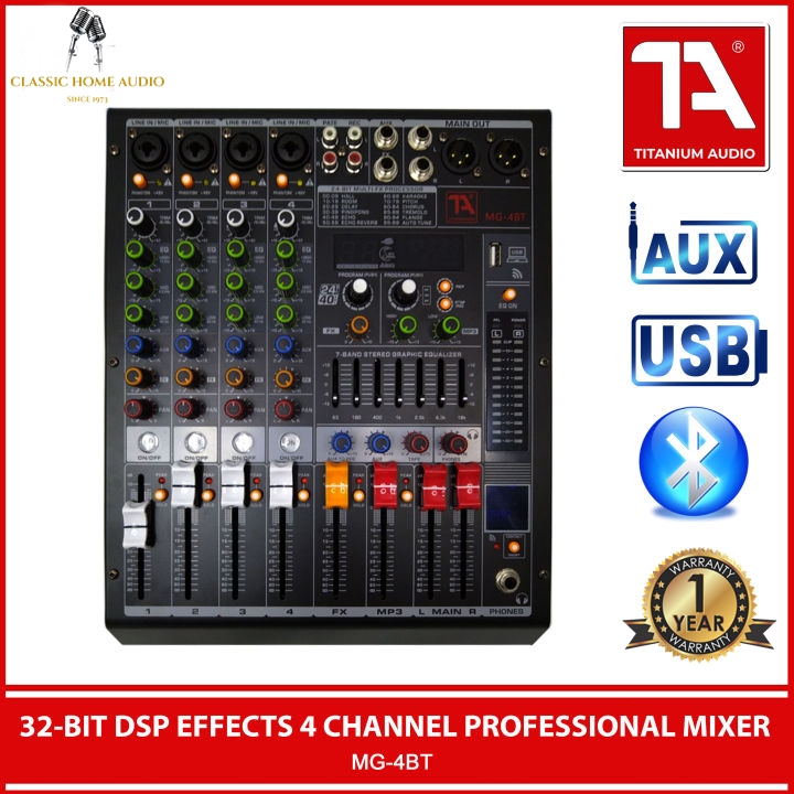 Audio Mixer / Professional 4 Channel Yamaha Mixer / 32BIT DSP Effects