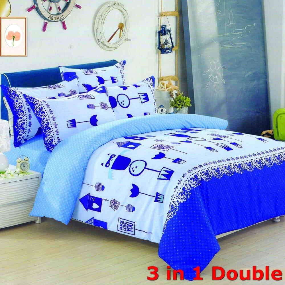 Celina Home Textiles 3 In 1 Double Cotton Bed Sheet Set Premium Quality Bs10 3n1 D - 