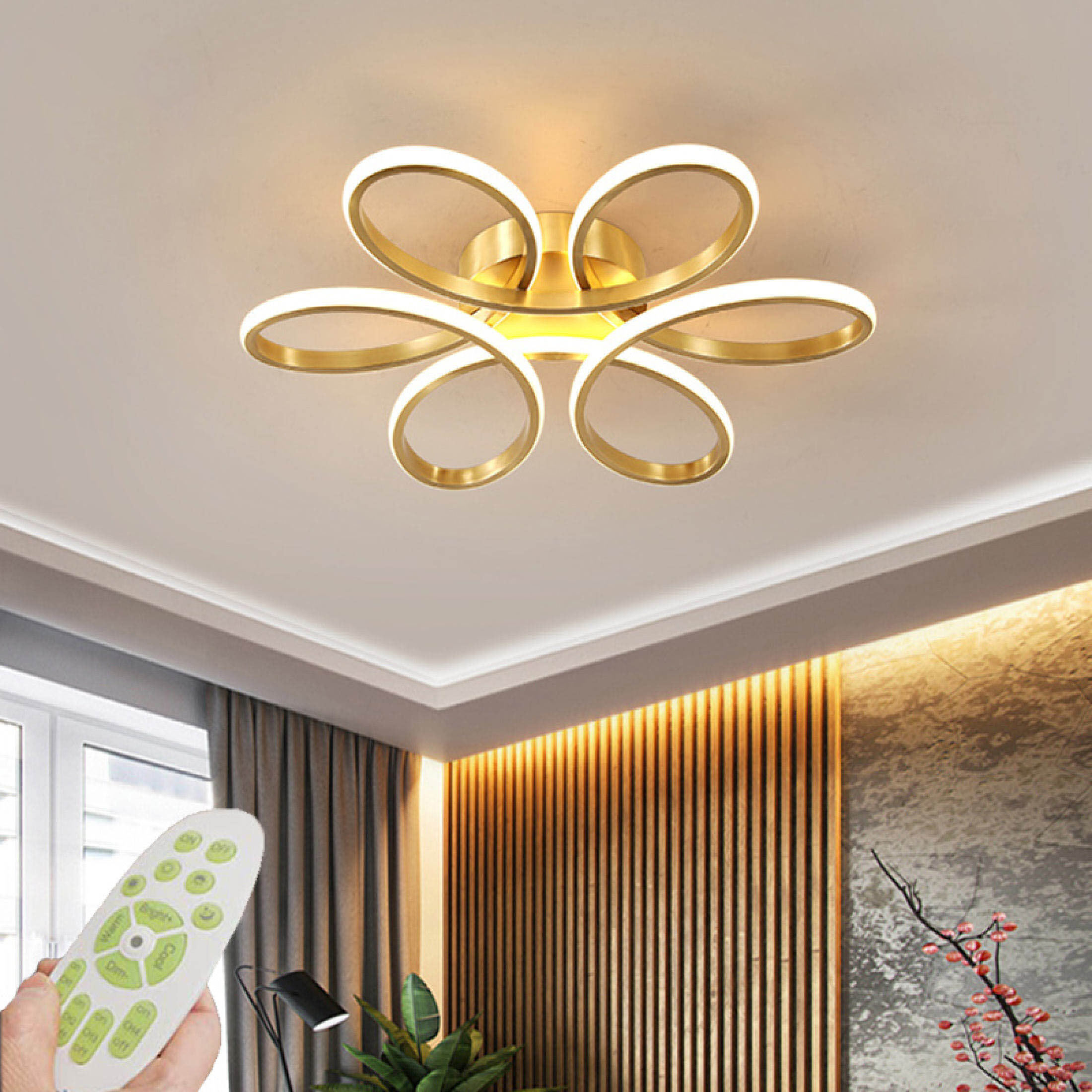 [Remote Dimming] 58CM Modern Flower LED Ceiling Lights 3 Colors