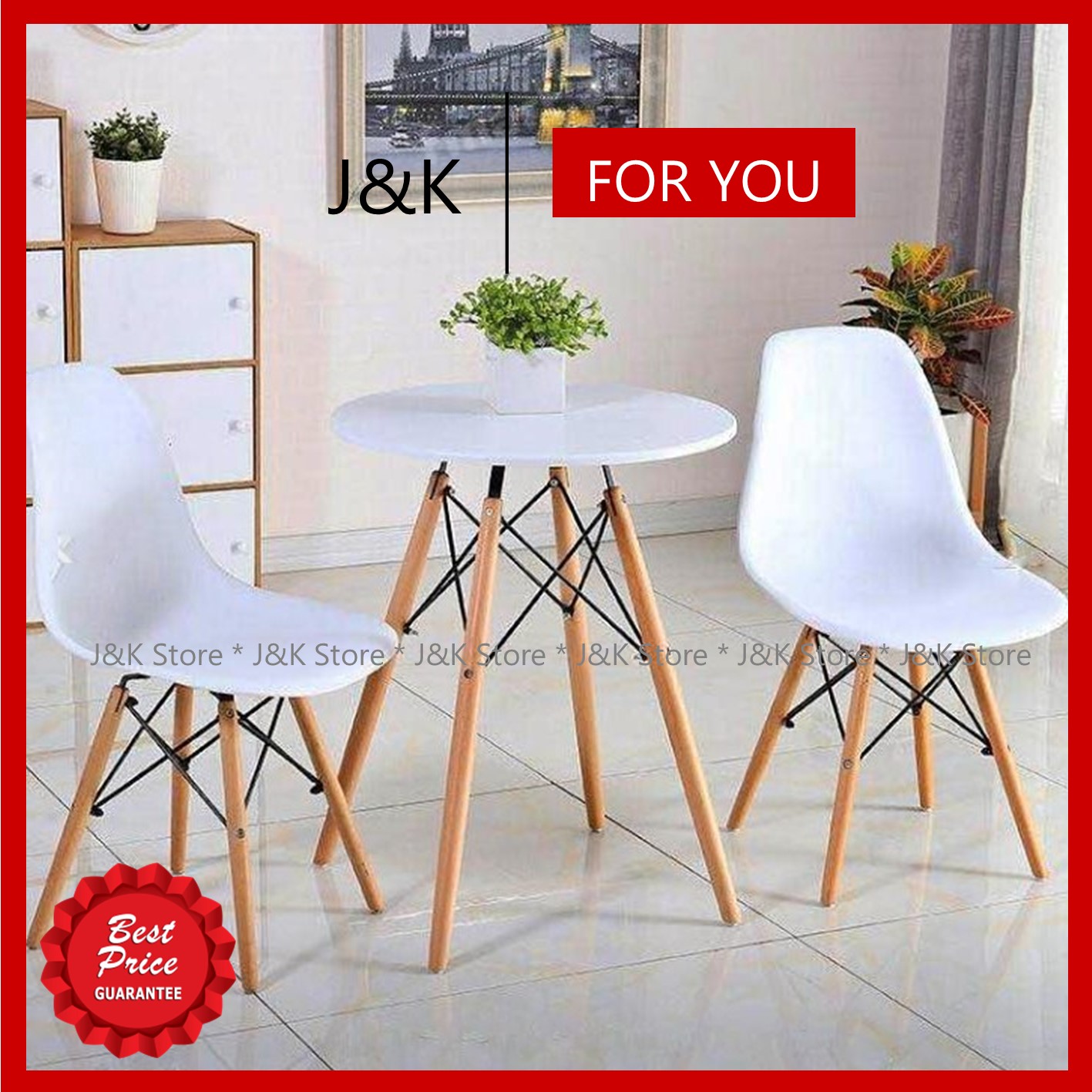 JKS Nordic Scandinavian Coffee Table with 2 Nordic Chairs Set Lazada PH