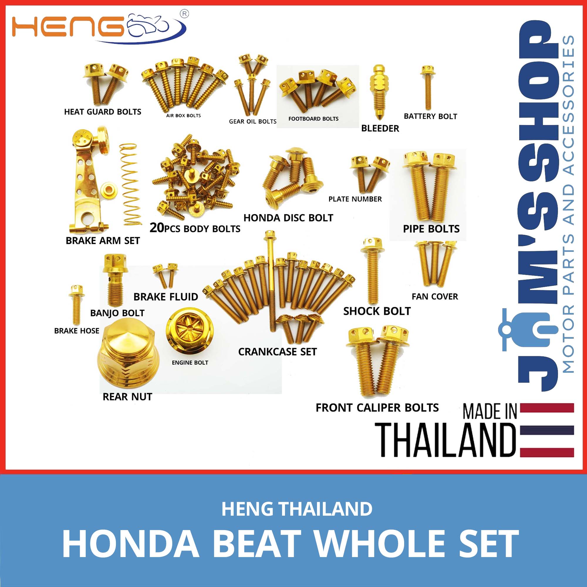 Heng Bolts Honda Beat FI Complete Gold Bolts Heng Full set Lazada PH