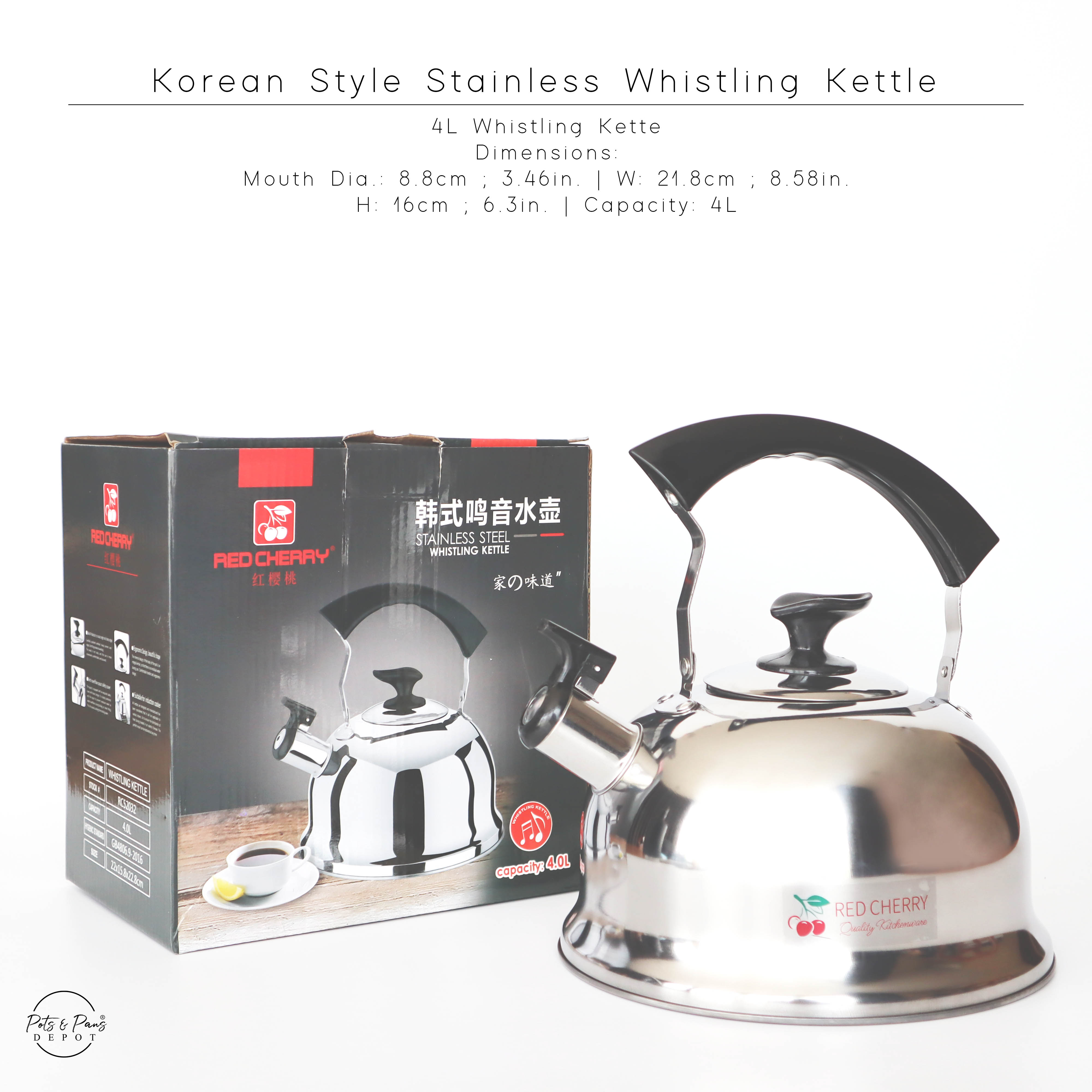 Red Cherry Korean Style Stainless Whistling Kettle Lazada PH