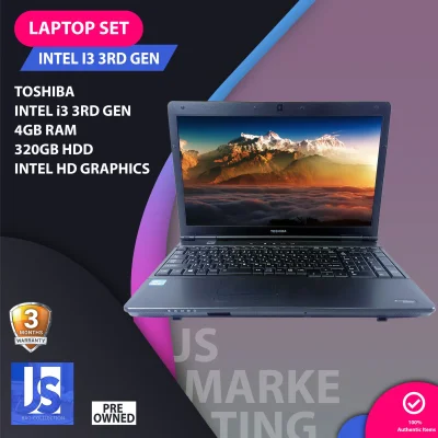 Laptop Lowest Price Sale Toshiba assorted model Intel Core i3 3rd gen 4gb Ram 320gb Hdd Intel Hd Graphics, Charger Included, Wifi Ready, New Stock