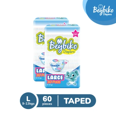 Beybiko Diapers Large (9-13 kg) - 30 pcs x 2 packs (60 pcs) - Taped Diapers