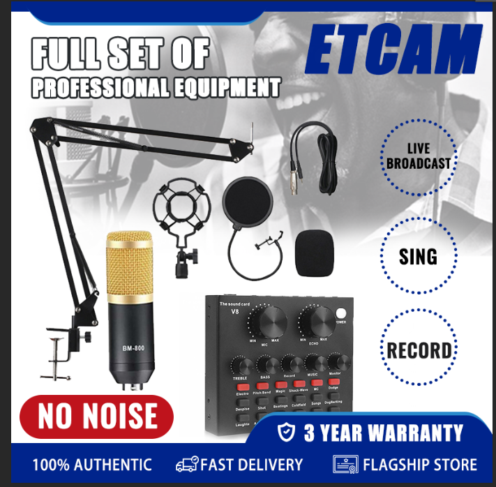 ETCAM mic condenser complete set original mic for live streaming BM800