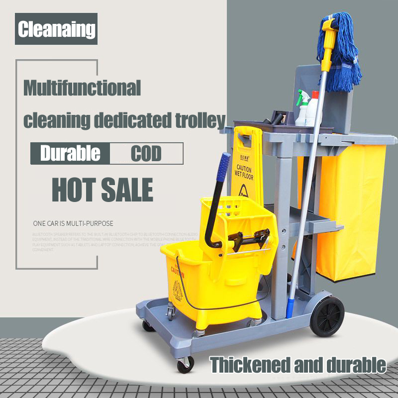 Multifunctional restaurant cleaning cart trolley