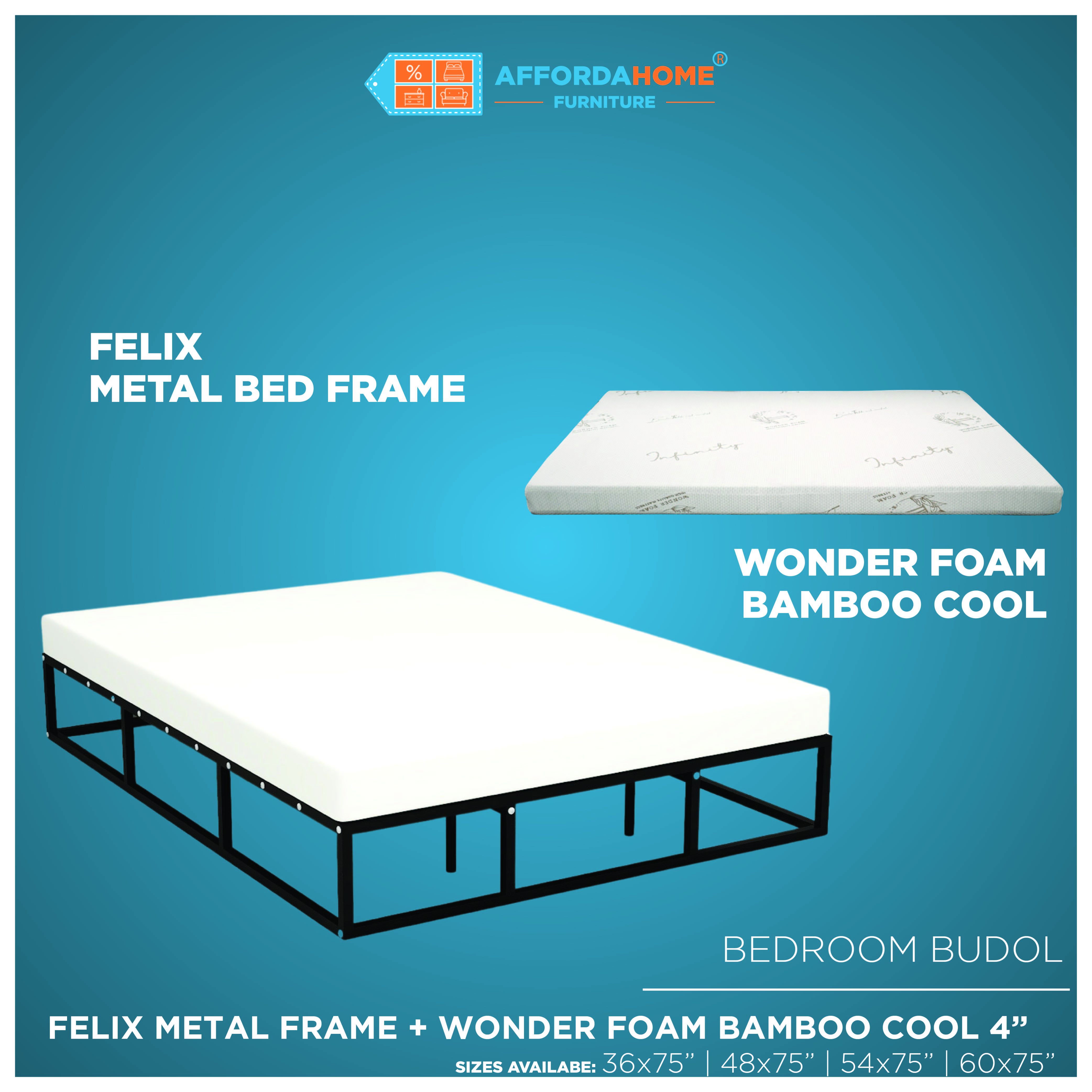BUNDLE FELIX BEDFRAME + 4" WONDER FOAM FOAM MATTRESS Affordahome