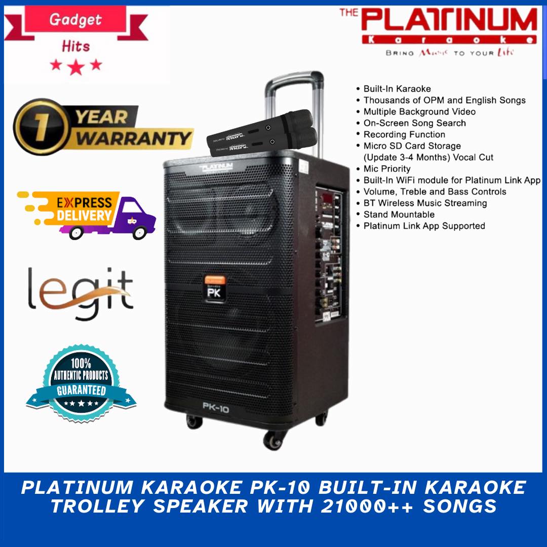 Platinum Karaoke PK-10 Built-in Karaoke Trolley Speaker with 19000