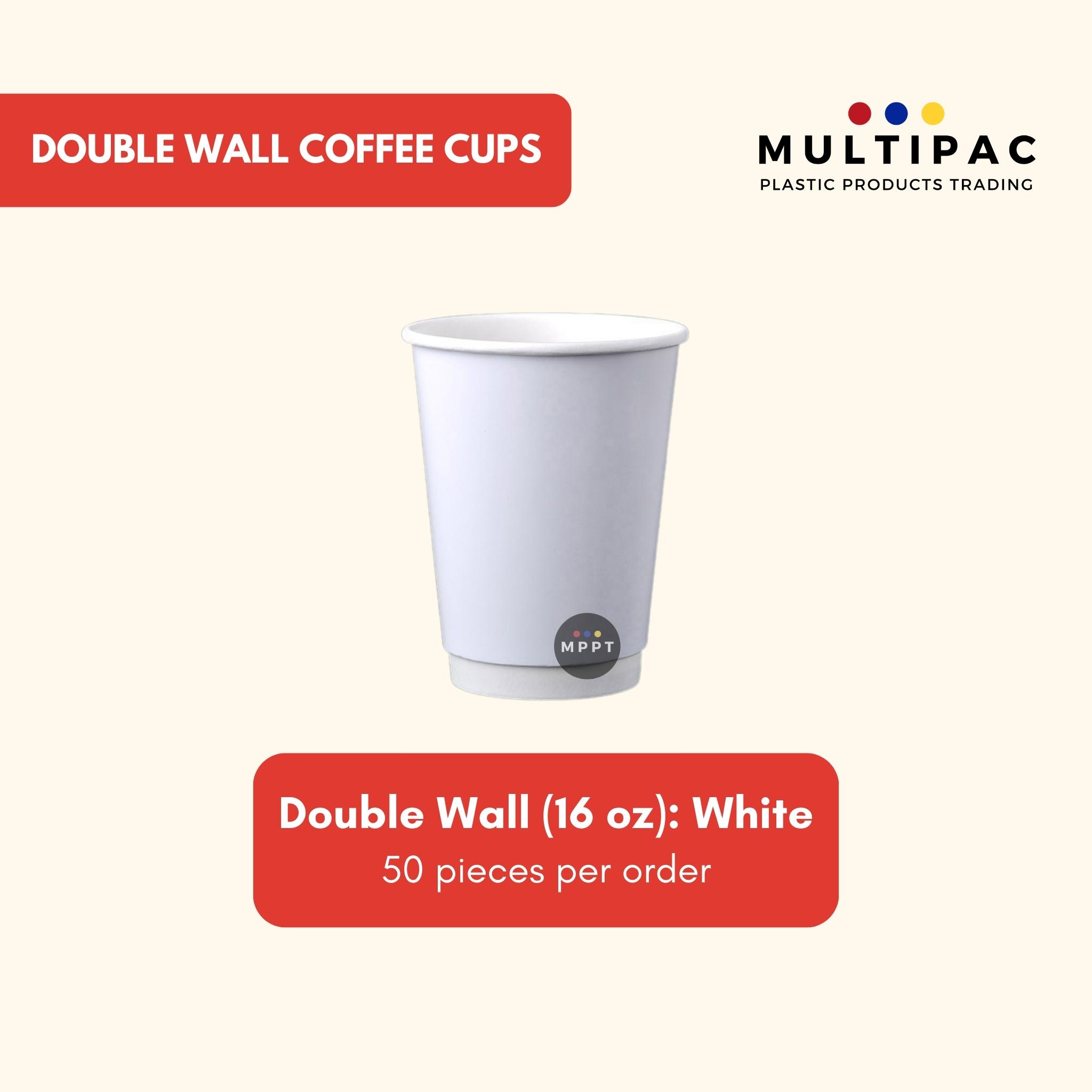 [50 PCS] - Double Wall Coffee Paper Cups in Kraft, Black, White and ...