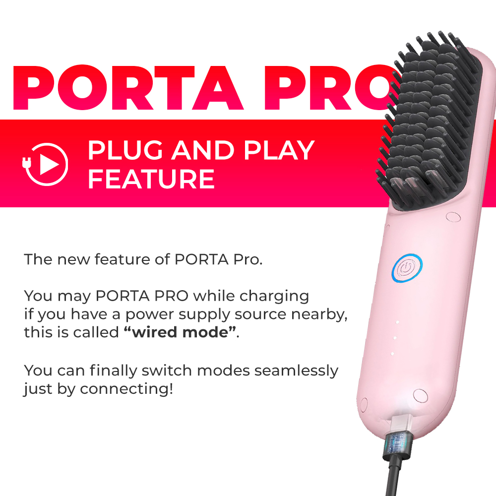 TYMO Porta PRO mini cordless portable hair straightener brush Anti