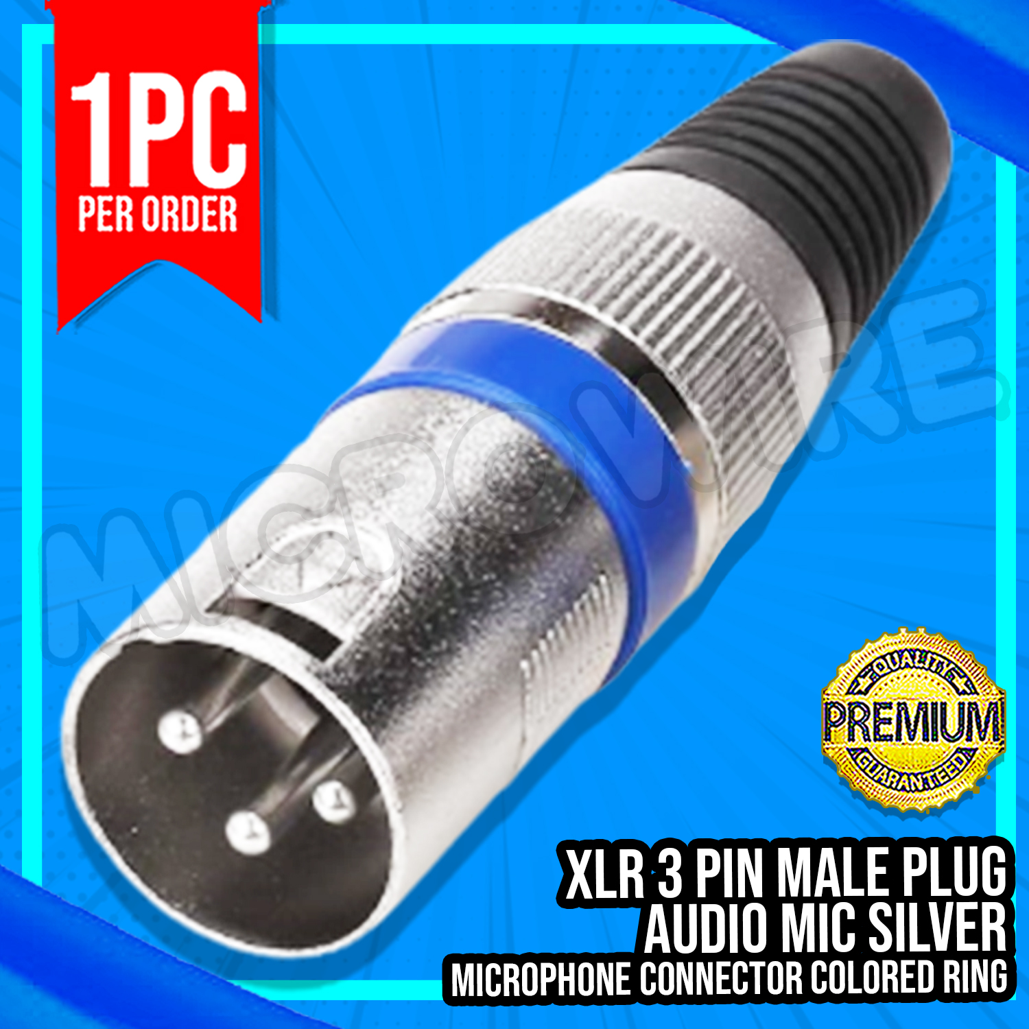 Xlr 3 Pin Male Plugs Audio Mic Microphone Connector Silver Housing Colored Rings Lazada Ph 4488