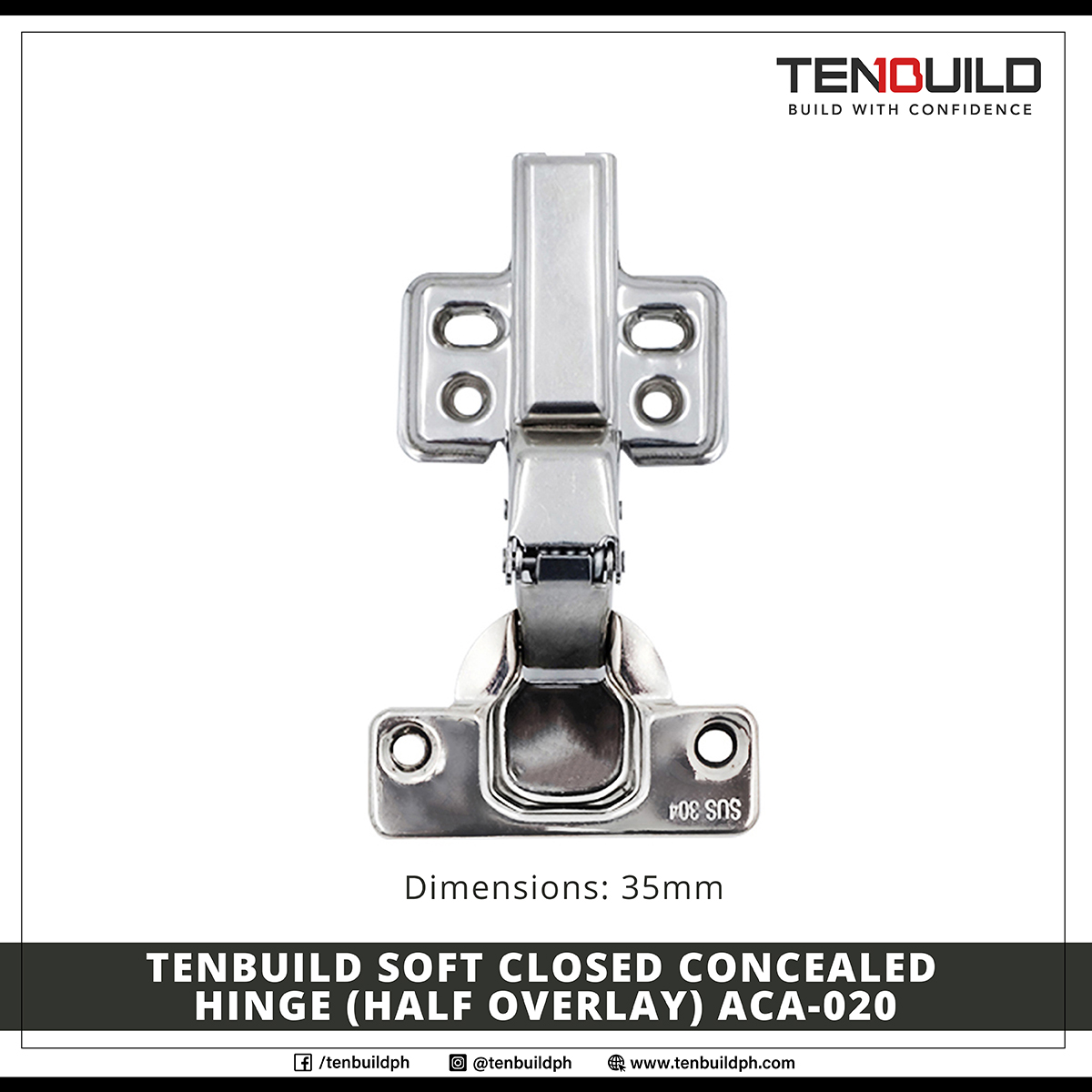 Tenbuild Hinge Soft Closed Concealed Hinge (Half Overlay)ACA020