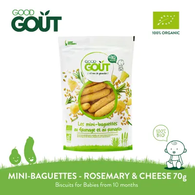 GOOD GOUT Mini-Baguettes with Cheese and Rosemary 70g Organic Breadstick Snacks for Babies 10 months+