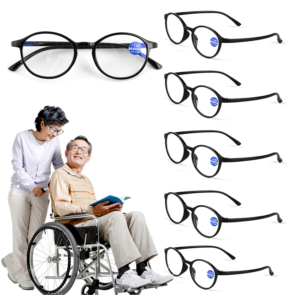 gaojindu19 Strength + 1.00 ~ + 4.00คลาสสิกกรอบทรงกลมผู้อ่านแว่นสายตายาวแว่นตาคอมพิวเตอร์แว่นตาอ่านหนังสือตัดแสงฟ้า