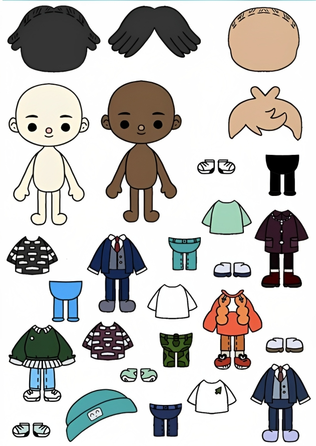 Toca Boca BOY Paper Doll Toca Boca Papercraft Quiet Book, 50% OFF