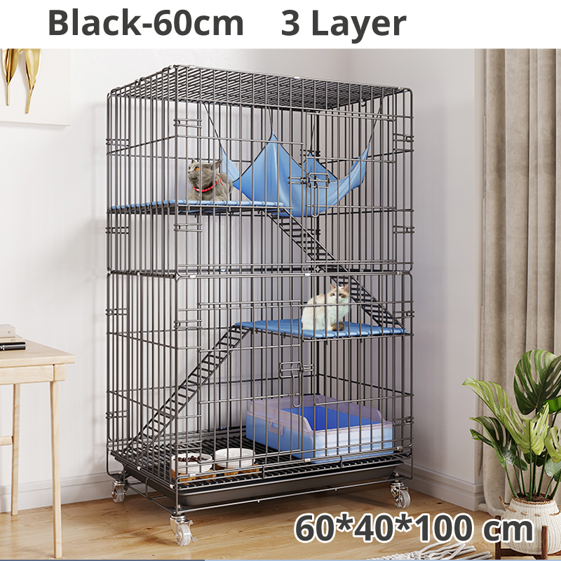 TOKED 4/3/2 Layers Cat Cage Layer Foldabale 3Tier Metal Wire Pet Cat