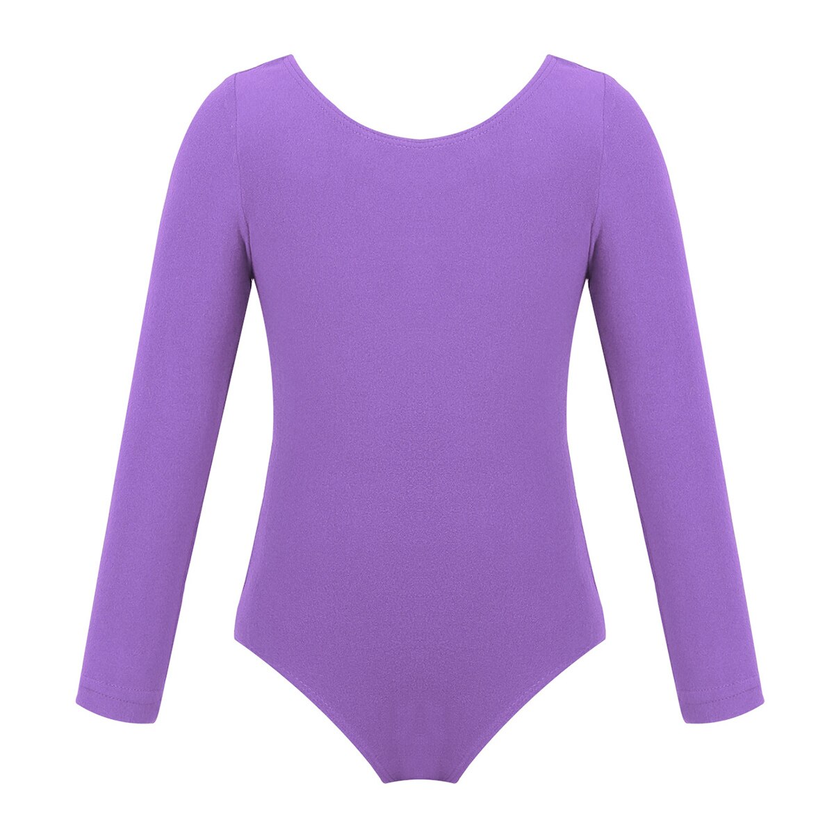 Kids Girls Ballet Leotards Gymnastics Costume Long Sleeve Solid Color