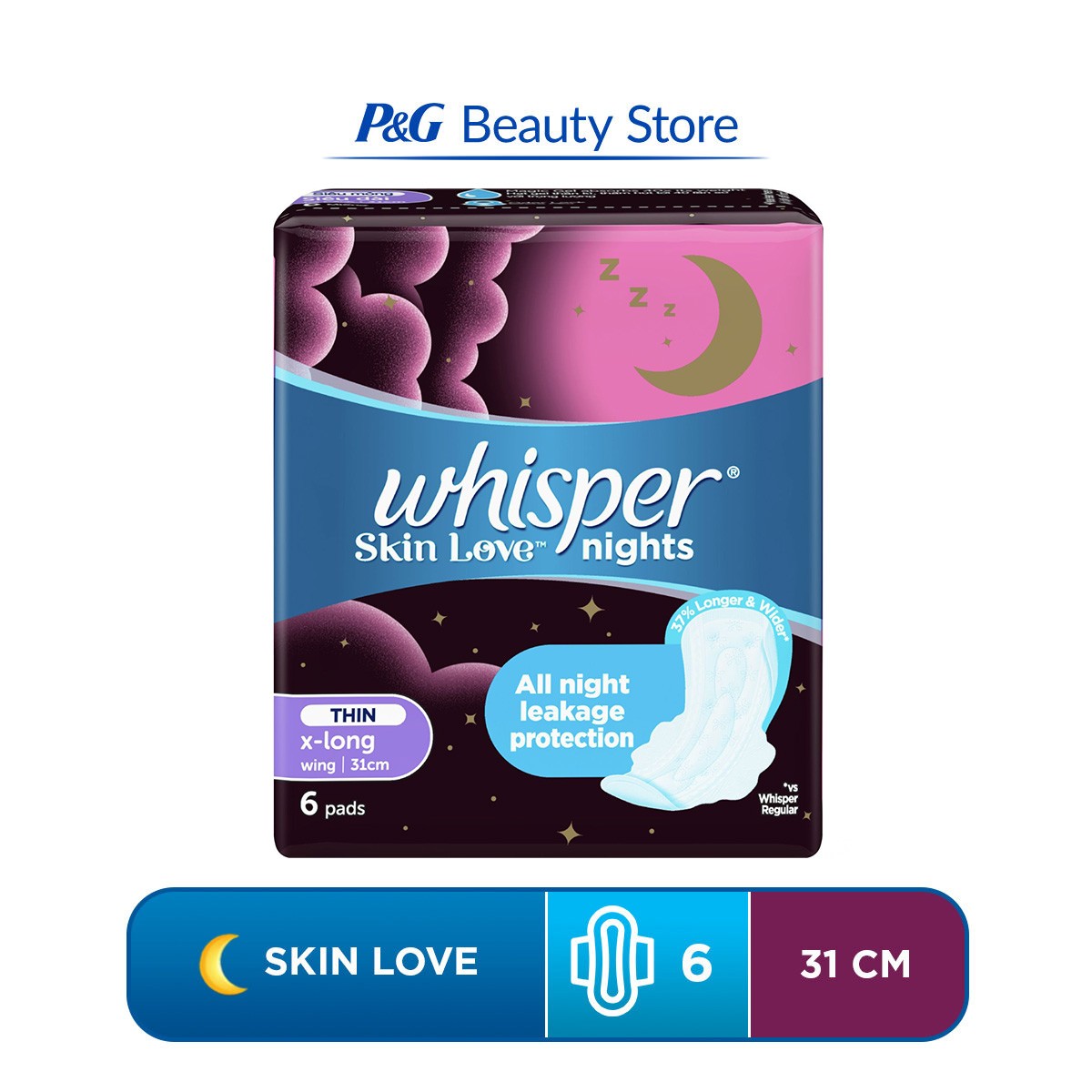 Whisper Skin Love Sanitary Napkin With Wings 6 Pads All Night   Ea21ced5c04aed3c25c746563886cb83 