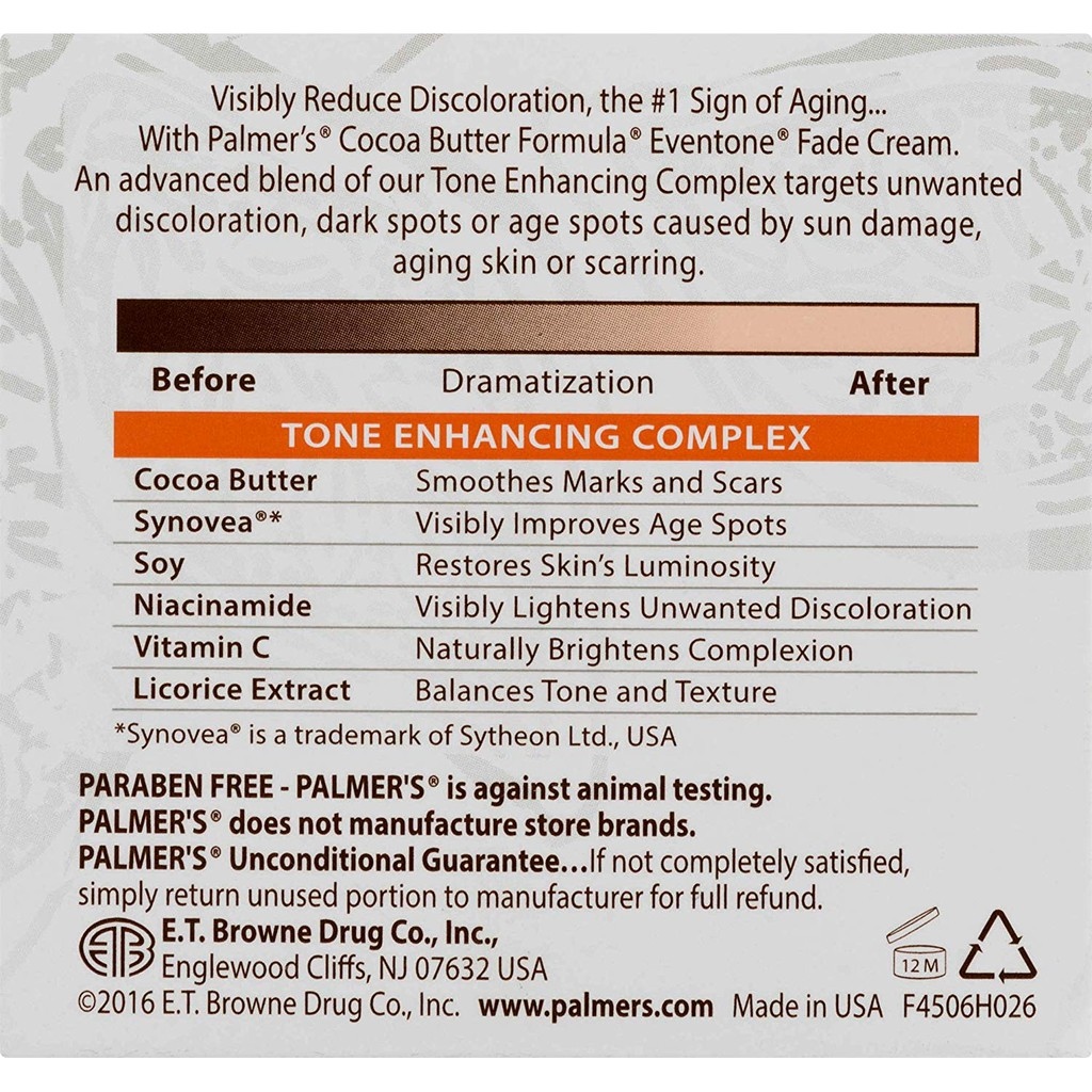Authentic xx Palmer's Cocoa Butter Formula Eventone Fade Cream for Dark