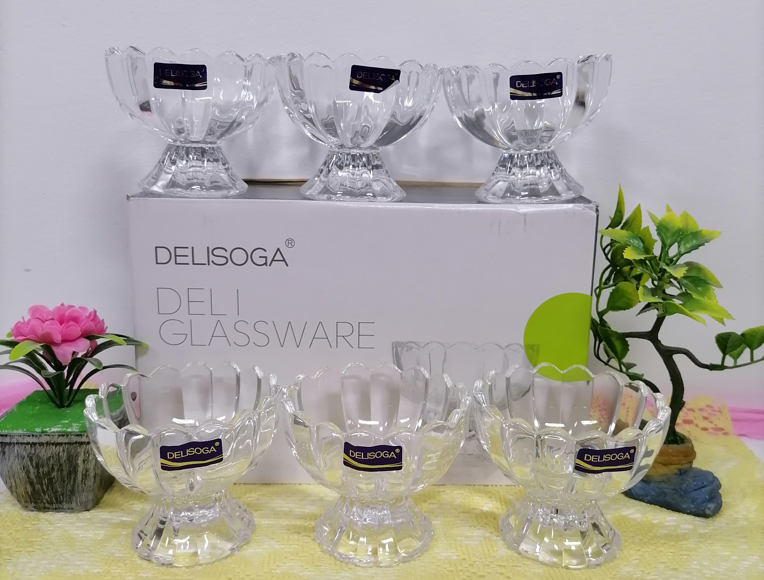 Delisoga Deli Glassware Small Transparent Ice Cream Cup Glass Set 6pcs